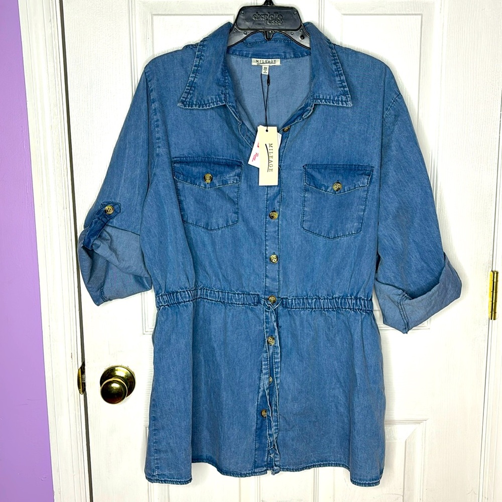 Chambray Peplum Top
